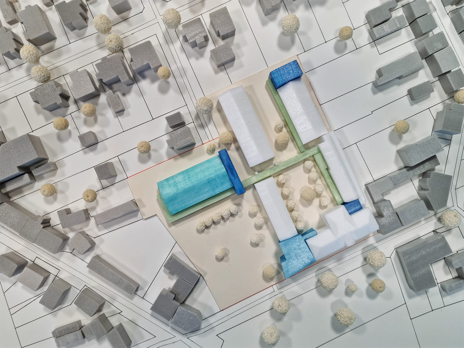 Modell Städtebauliches Umfeld Grundschule Naunhof